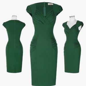 Green Bodycon Vintage Dress